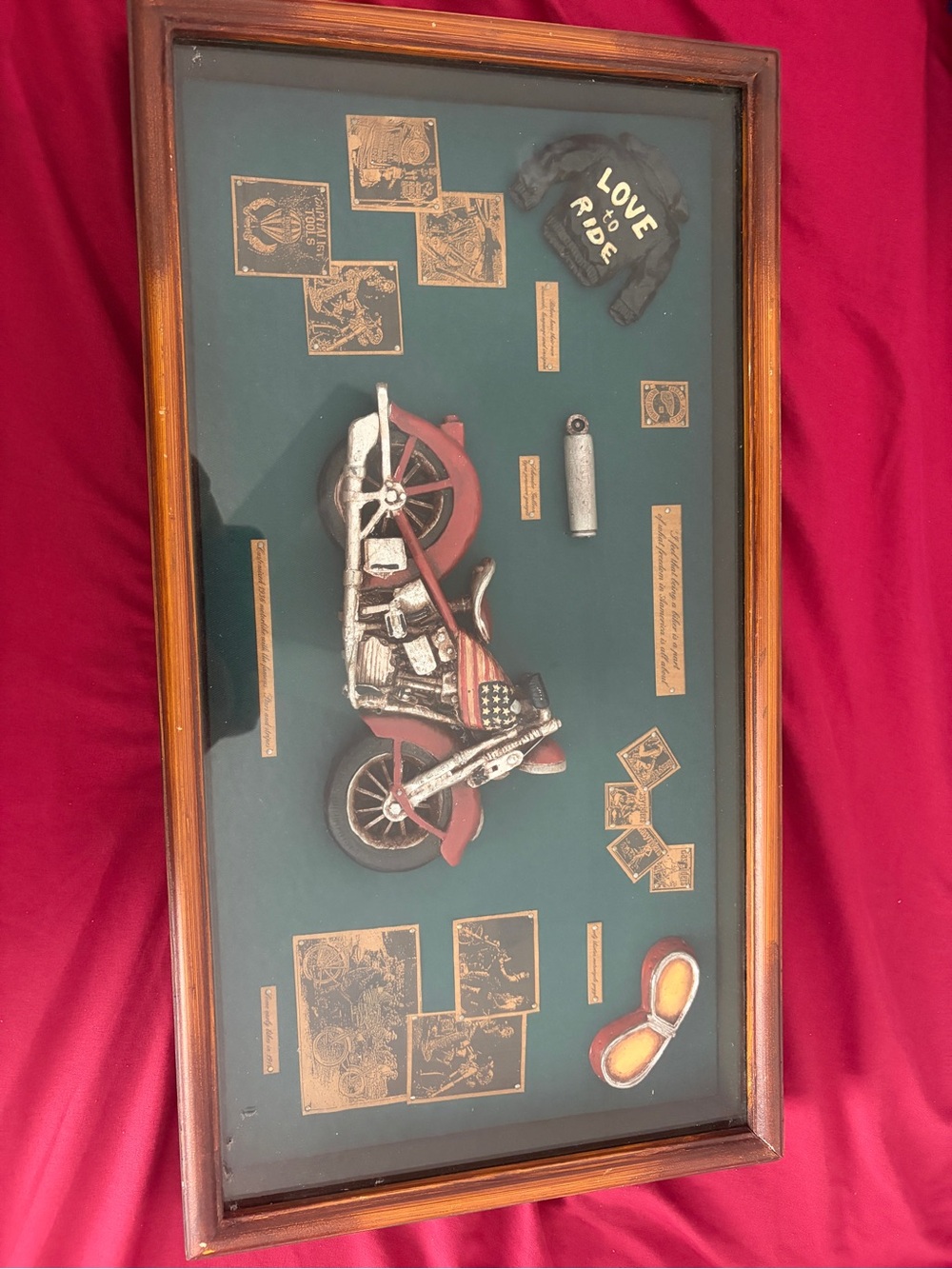 Red Motorcycle Shadowbox Wall Art by